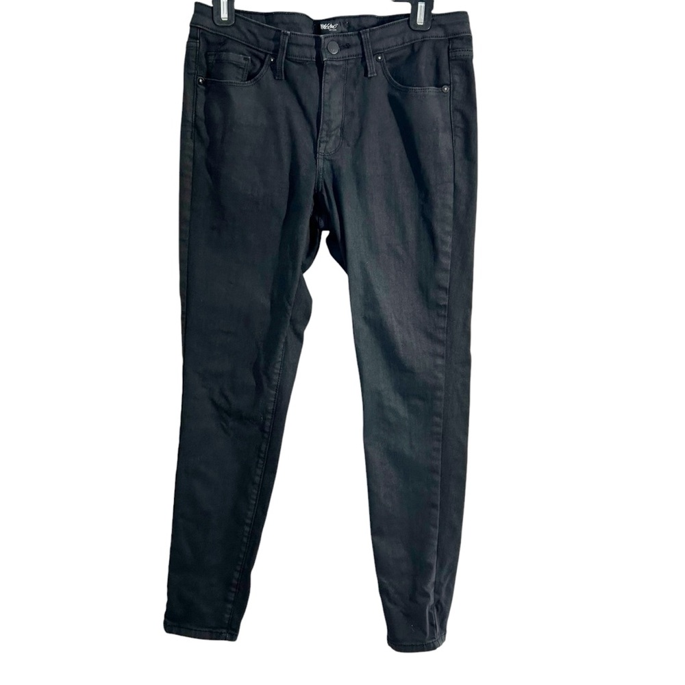 Mossimo Denim Size 8 Dark Gray Mid Rise Skinny Super Stretch Coated Jeans